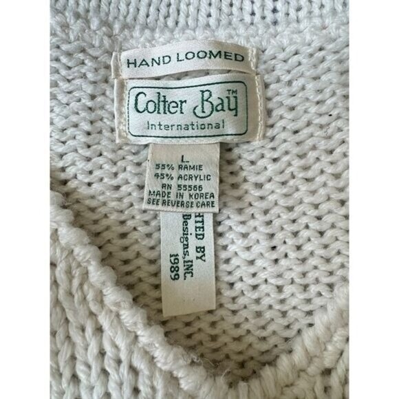 Vintage Cream Knit Sweater‎ with Floral Embroidery Women's Pullover cottage core - Picture 4 of 6